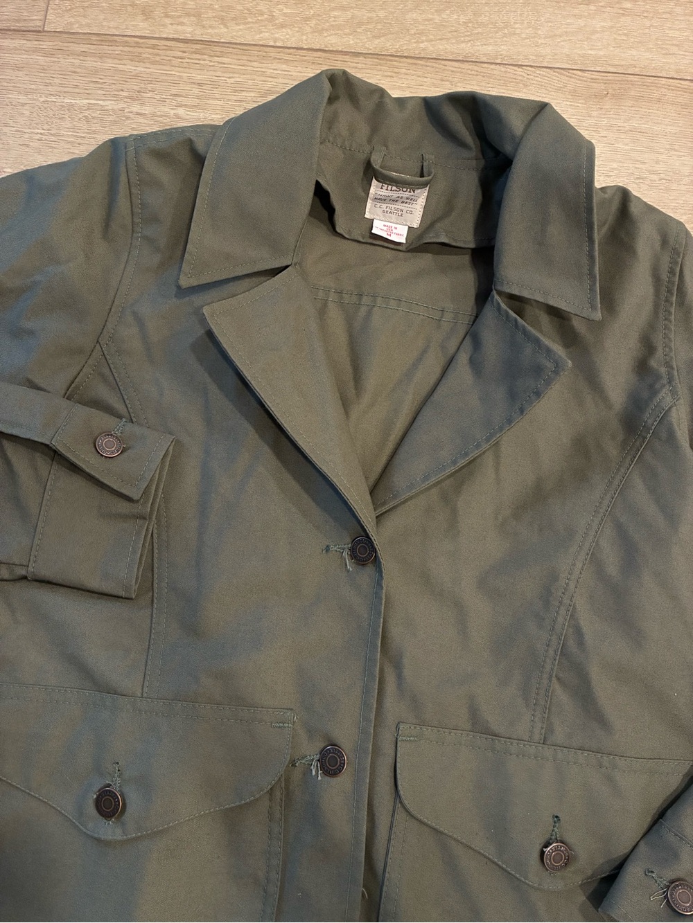 CC Filson Women’s Seattle Cloth Field Jacket Olive Green Utility Coat Size M